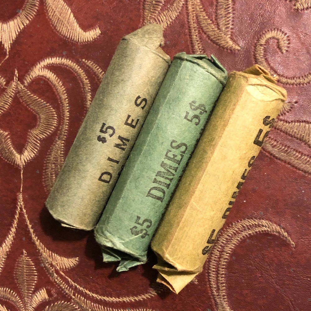 Silver American dime rolls